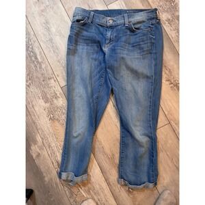 7 For All Mankind The Skinny Crop Roll Jeans Medium Wash Size 28